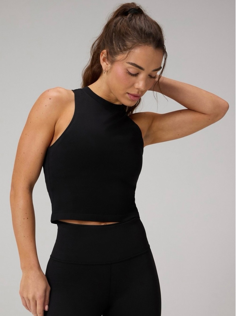 Fabletics Women’s XS Black Racerback Crop Tank Top Activewear GUC